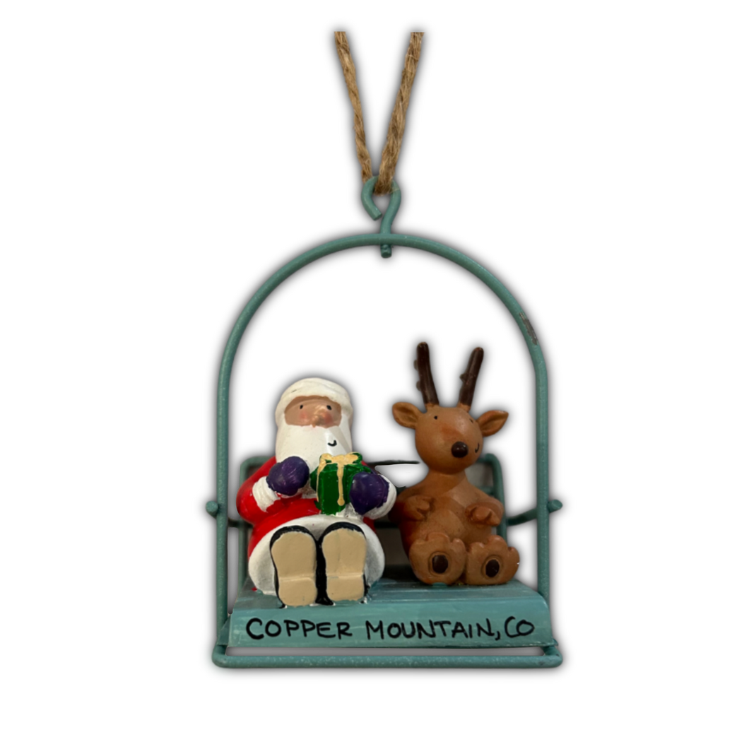 Santa on Chairlift Ornament