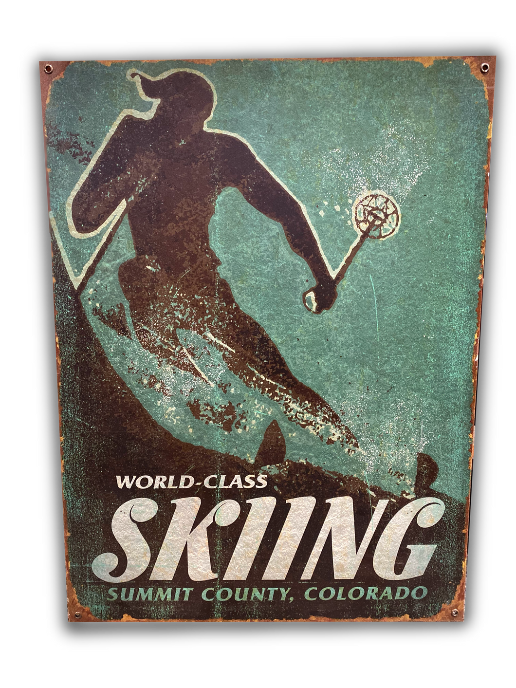 World Class Skiing Sign Metal