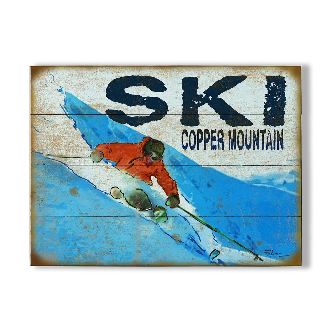 Ski Red and Blue Sign 17