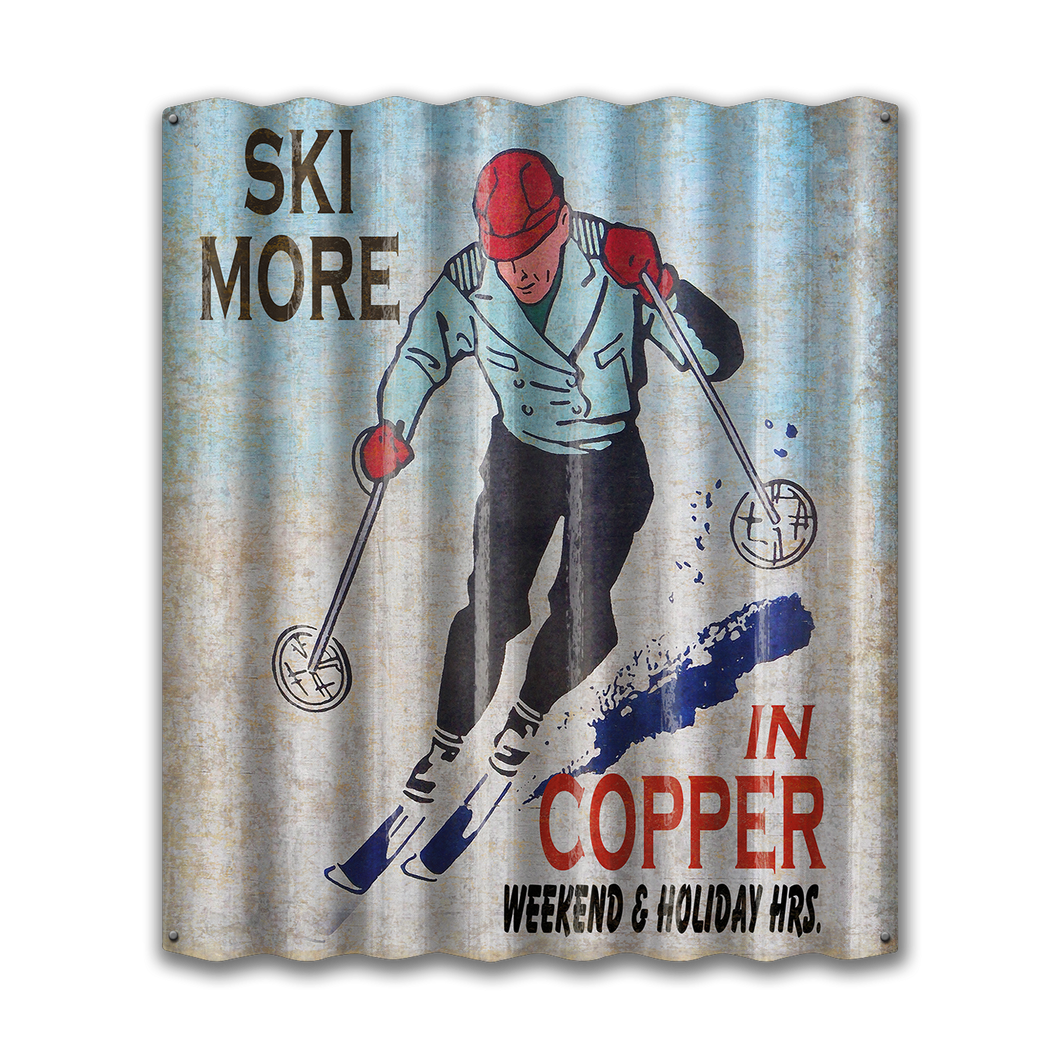 Corrugate Metal Ski More Sign